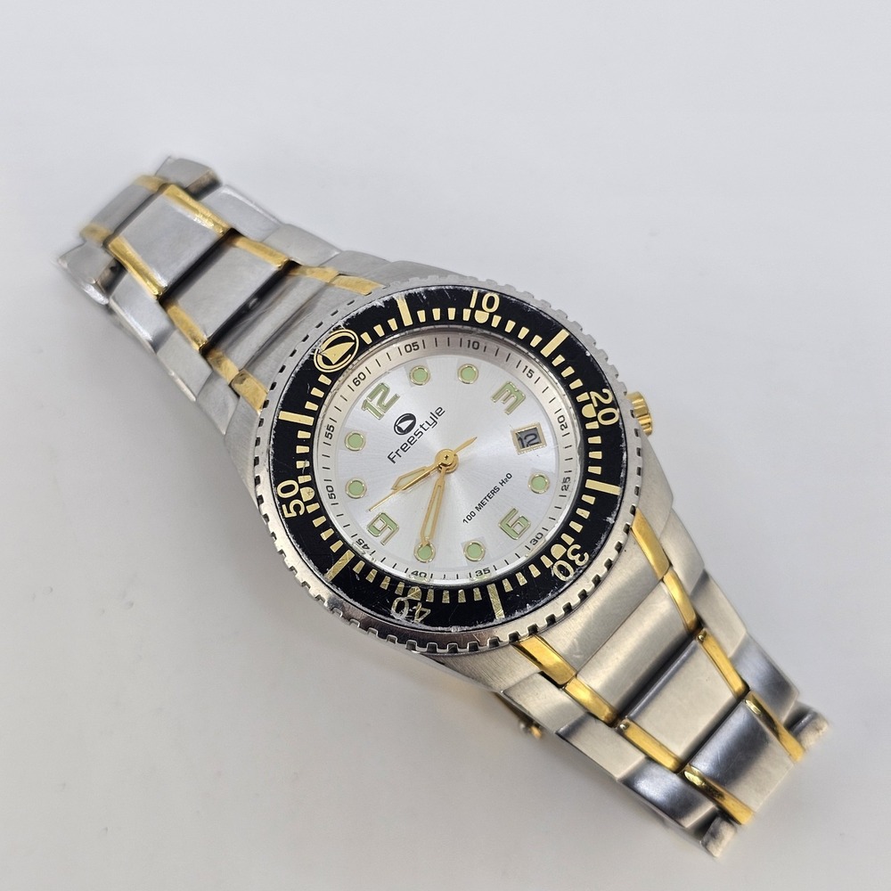 Freestyle Laguna Bonita Women Watch 30MM Two Tone Bracelet Band 5.25" NEWBattery
